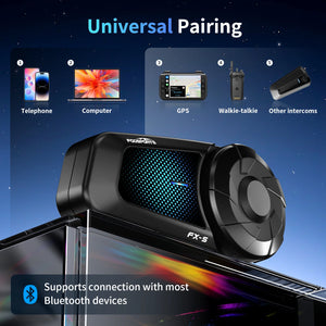 2pcs Fodsports FX-S Motorcycle Intercom Wireless Bluetooth Helmet Headset,1000M,BT5.4