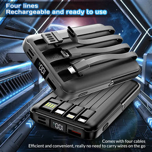 10000mAh Power Bank 15W Magnetic Fast Charging External Battery Wireless Charger with 4lines Cable for iPhone 15/14/13 xiaomi