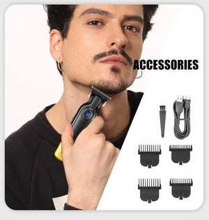 Hot Trend Vault cordless hair trimmer for men with LED display and 2000mAh battery, professional barber clipper in black.