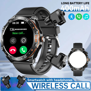 LaNikar New Smart Watches for Men with Earbuds Inside with 100+ Sport Modes and Sport Records Waterproof with iPhone and Android