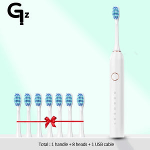 Hot Trend Vault GeZhou Sonic Electric Toothbrush for adults with 6 modes, timer, USB recharge, and replacement heads set.