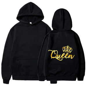 New King Queen Hoodies Pullover Unisex Couples Hooded Sweatshirt Harajuku Streetswear Long Sleeve Valentine's Day Hoodie