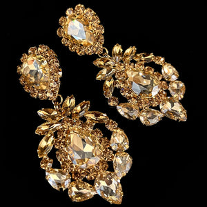 Sparkling geometric crystal drop earrings with rhinestones for women, perfect for bridal or party jewelry by Hot Trend Vault.