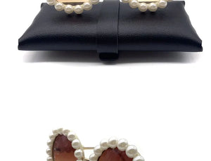 VICKICOCO Pearl Round Sunglasses for Women and Men, small oval vintage style luxury designer eyewear with pearl accents.
