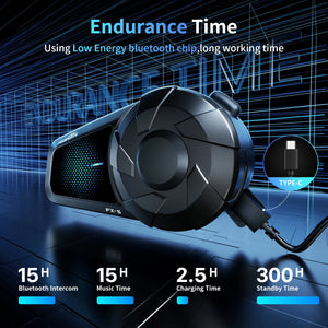 2pcs Fodsports FX-S Motorcycle Intercom Wireless Bluetooth Helmet Headset,1000M,BT5.4