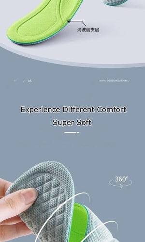 Sports Deodorant Insoles for Shoes Soft Comfortable Running Breathable Shock Absorption Insole for Feet Men Women Shoe Sole Pads
