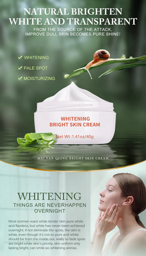 MeiYanQiong Dark Spot Remover Cream for Women with Snail Extract, featuring a sleek jar of skincare cream.