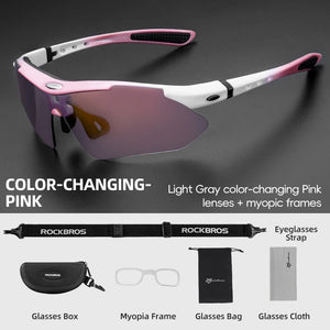 ROCKBROS Cycling Photochromic Glasses UV400 Protection Sunglasses Lightweight Bicycle Glasses Men Women Outdoor Sports Glasses