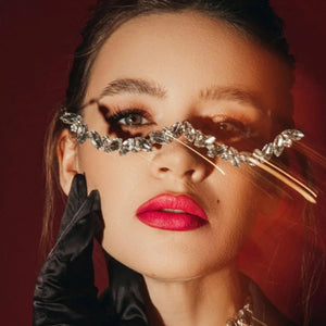 Stonefans Luxury Geometric Eyeglass Frame for Women No lens Jewelry Bridal Shiny Rhinestone Sunglasses Frames Face Decoration