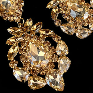Sparkling geometric crystal drop earrings for women with rhinestones, perfect for bridal or party jewelry from Hot Trend Vault.