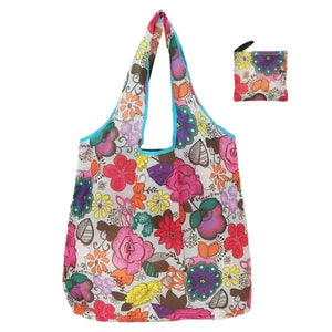 Large eco-friendly foldable tote shopping bag by Hot Trend Vault, reusable with a compact carrying case for women.