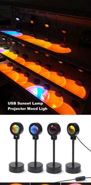 Sunset Lamp LED Rainbow Neon Night Light Projector Photography Home Decor Birthday Party Mood Light For Bedroom Living Room Gift