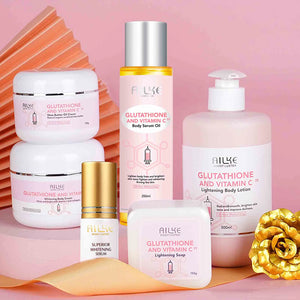 AILKE Brightening Skin Care Set, With Vitamin C, Glutathione, Reduce Spots, Moisturizing, Smooth Soft Skin, Improve Skin Radiant