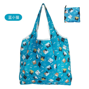 Large foldable reusable shopping tote bag by Hot Trend Vault, washable cloth eco-friendly heavy-duty bag for women.