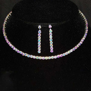 Stonefans New Flexible AB Rhinestone Simple Necklace and Earrings Bridal Fashion Crystal Prom Set Dress Accessories 2024 Luxury