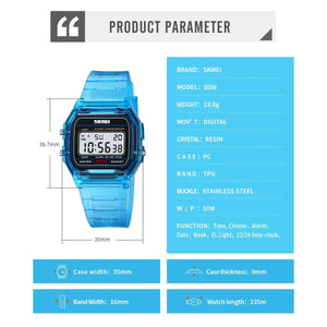 Hot Trend Vault SKMEI 2056 waterproof unisex digital countdown watch with date, showing a sleek black design and digital display.