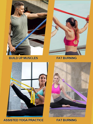 Hot Trend Vault resistance bands set for home fitness, rehab, yoga, Pilates, and gym exercises, featuring elastic exercise bands.