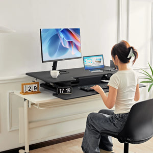 Redlife standing desk converter with built-in wireless charger, ideal for office use, by Hot Trend Vault.
