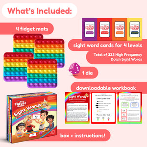 Hot Trend Vault sight words fidget game for kids, promoting reading fluency and confidence with colorful game pieces and cards.