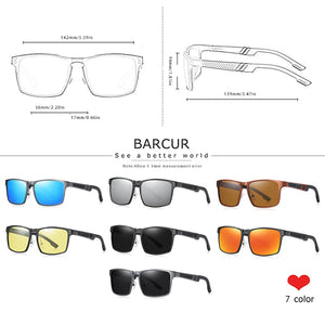 Unisex vintage square polarized sunglasses with aluminum magnesium frame, sporty design and dark lenses.