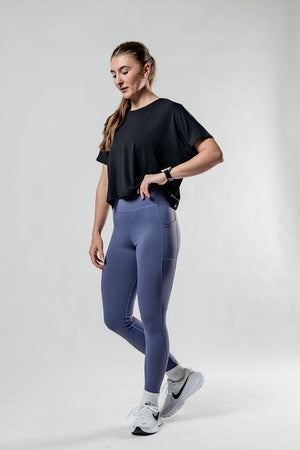 Women’s black Terra Recovery Drift crop t-shirt by Hot Trend Vault, relaxed fit athleisure style, casual and comfortable.