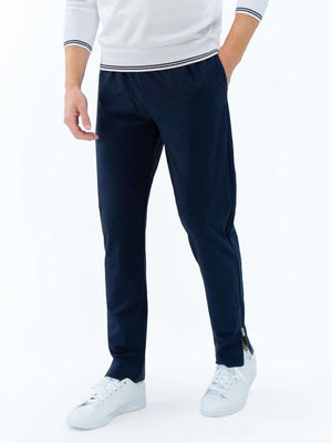 Men's midnight tennis pants by Hot Trend Vault featuring a classic fit and zippered leg openings for active sportswear.