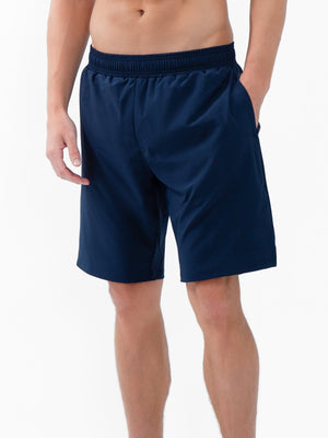 Men's Classic Performance tennis shorts in midnight blue by Hot Trend Vault, featuring breathable fabric and athletic fit.