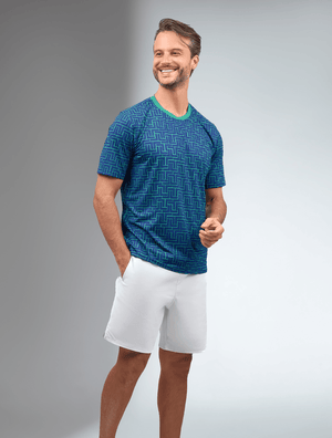 Men's short sleeve athletic tennis and pickleball shirt by Hot Trend Vault with UV protection and antimicrobial fabric.