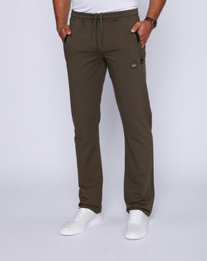 Men's All Day Comfort Athletic Sweatpants in khaki green by Hot Trend Vault, straight tall fit, showing the relaxed fit and soft fabric.