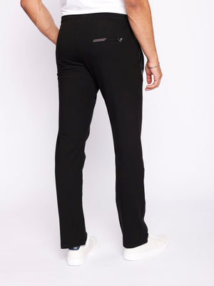 Black men's athletic sweatpants from Hot Trend Vault with a straight fit, tall 34-inch inseam, designed for all-day comfort.