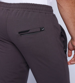 Grey men's athletic sweatpants by Hot Trend Vault, straight tall fit, long 34-inch inseam, made with eco-friendly Oeko-Tex fabric.
