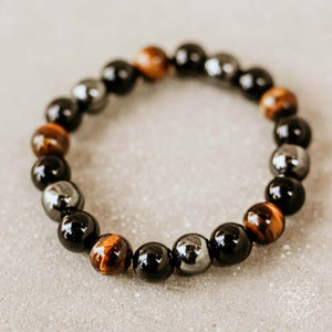 Triple Protection Bracelet with three protective stones, designed for spiritual defense, by Hot Trend Vault.