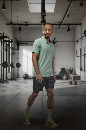 Men's olive green Terra Recovery Polo by Hot Trend Vault, casual polo shirt with comfortable fit and low light color tone.