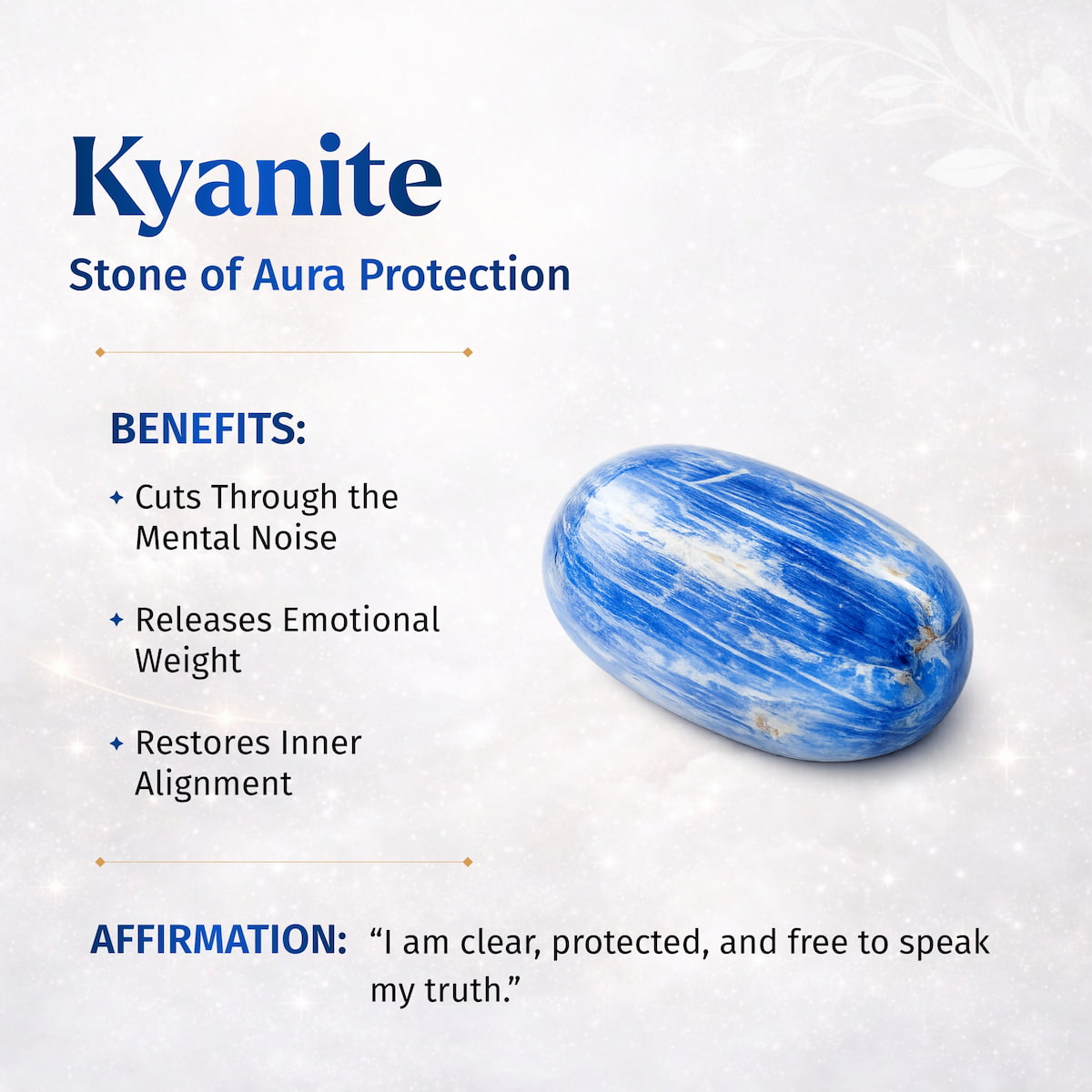 Hot Trend Vault Aura Shield Kyanite pendant for aura cleansing and stress relief, featuring a polished blue gemstone pendant.