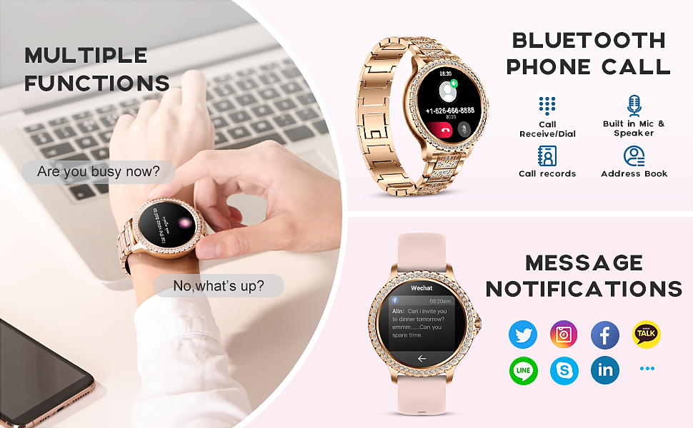 smart Watches for Women for Android and for iPhone Full Touch Screen Watch 100+ Sports Mode Fitness Tracker Watch