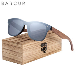 BARCUR Wood Sunglasses Natural Black Walnut Sun glasses for Men Eyewear Women Polarized UV400 Oculos De Sol Masculino Feminino