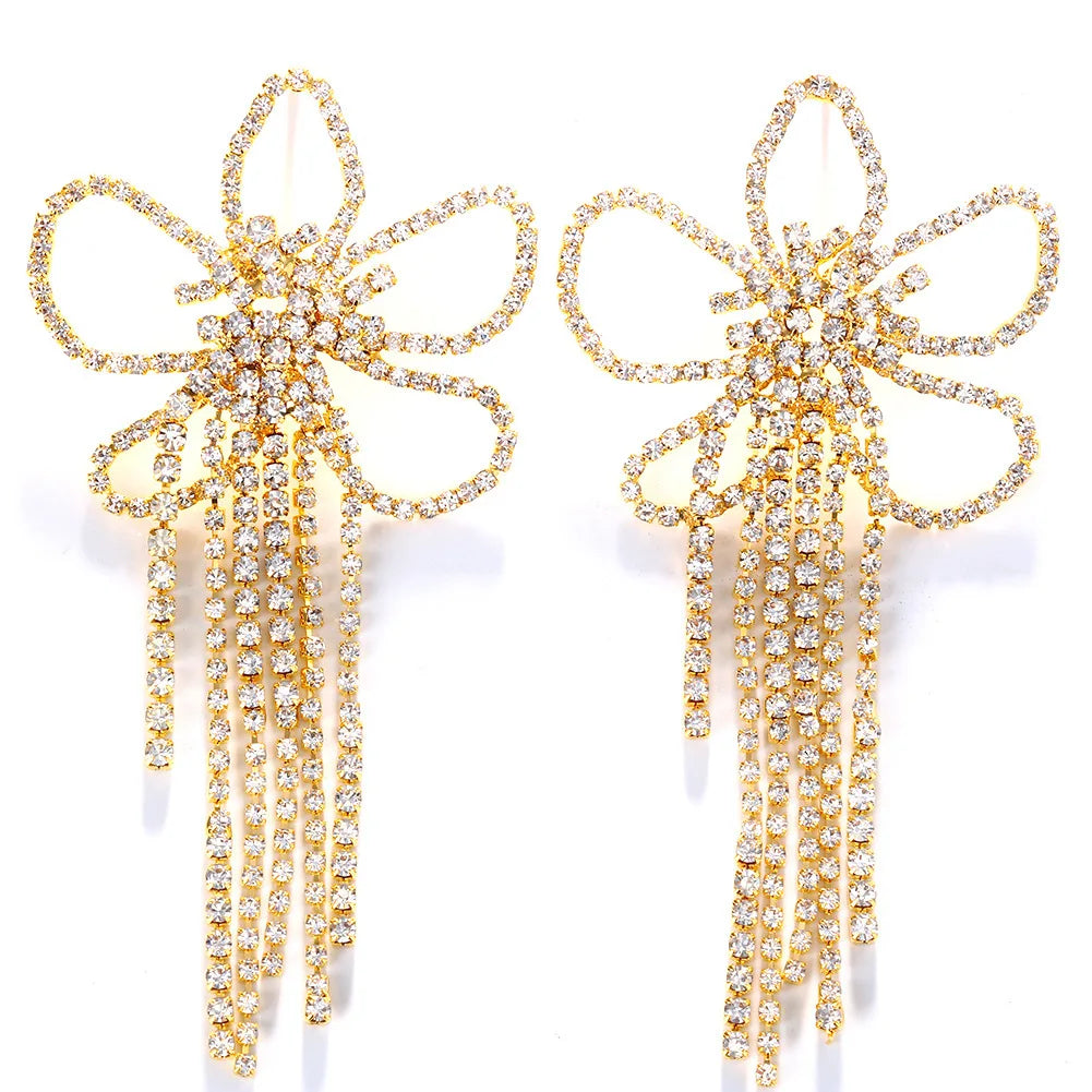 Colorful tassel drop earrings with floral design from Hot Trend Vault, perfect for festival or drag queen jewelry style.