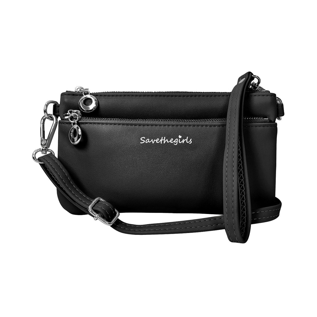 Hot Trend Vault Bella RFID crossbody purse with smartphone access, featuring RFID blocking and sleek black design.