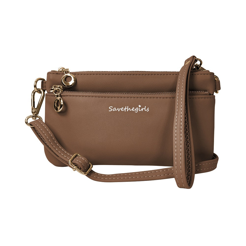 Hot Trend Vault Bella RFID crossbody purse with RFID blocking and smartphone access, shown with sleek design and functional compartments.