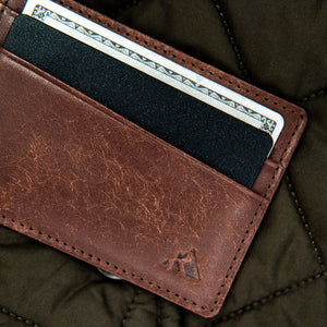 Men's slim wallet made of robust full grain Italian leather, minimalist card holder by Hot Trend Vault.