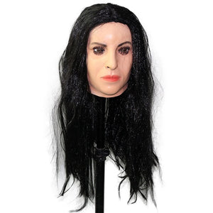 Realistic Female Latex Mask Woman Face Halloween Latex Mask with Wig Lady Crossdressing Sissy Transgender Costume
