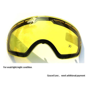 GOG 201 Lens Yellow Graced Magnetic Lens For Ski Goggles Spherical Ski Glasses Night Skiing Lens