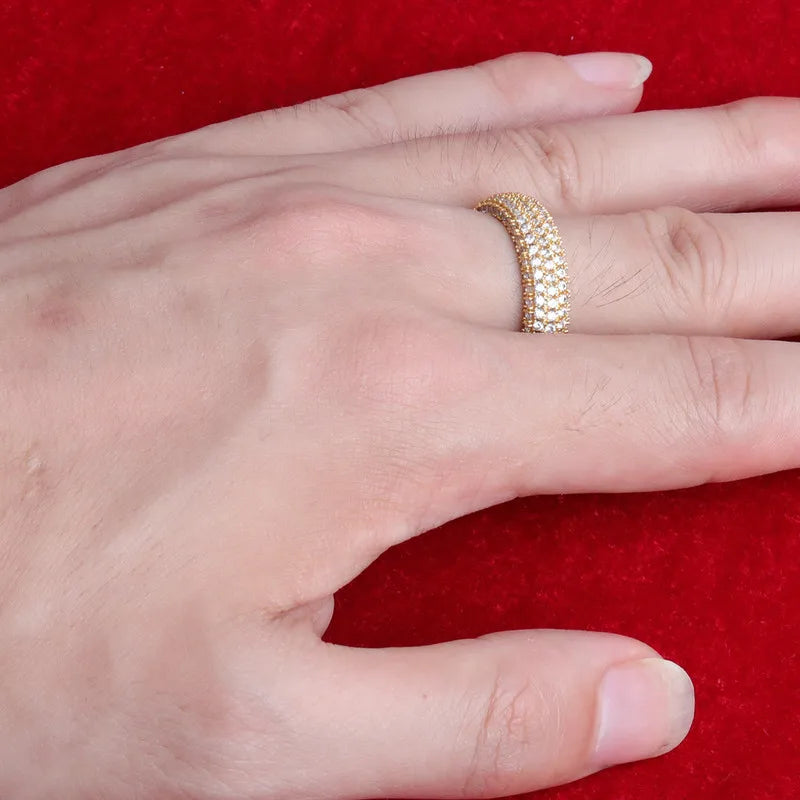 Iced-out Cubic Zirconia Ring for Men 24k Gold Color Plated Hip Hop Rock Street Jewelry