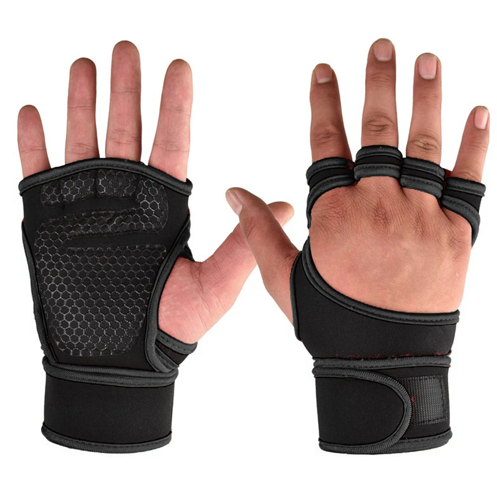 Guantes de gimnasio para entrenamiento para hombres y mujeres, protector de muñeca y palma para levantamiento de pesas