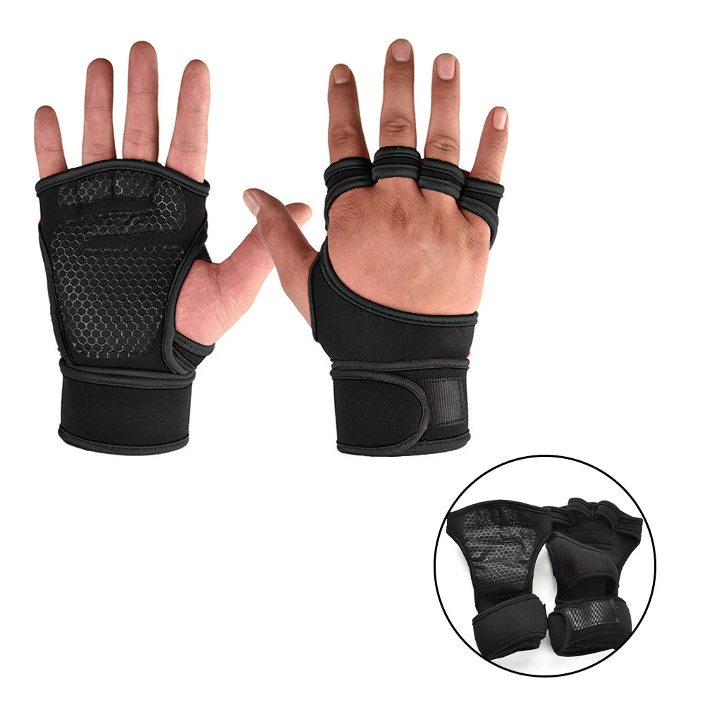 Guantes de gimnasio para entrenamiento para hombres y mujeres, protector de muñeca y palma para levantamiento de pesas