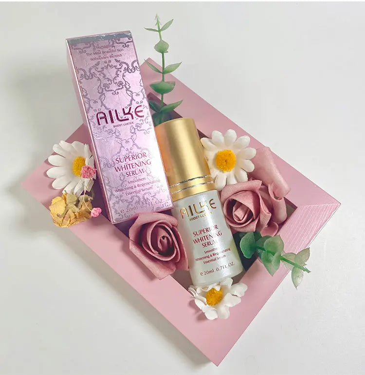 Hot Trend Vault AILKE Whitening Skin Care Set with Glutathione for all skin types, featuring skincare bottles and packaging.
