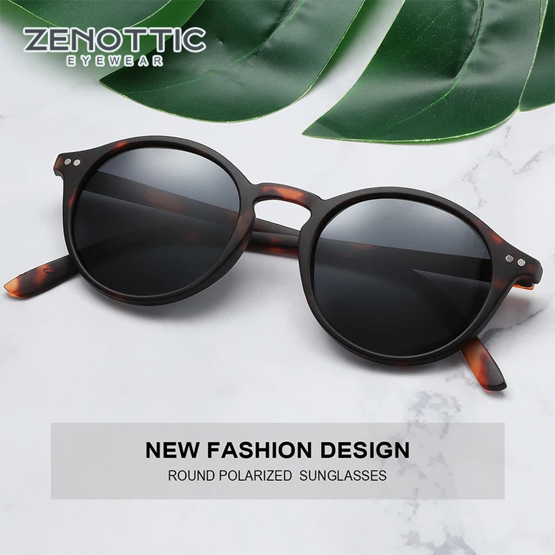 ZENOTTIC Vintage Polarized Sunglasses Men Classical Retro Brand Designer Round Outdoor Driving UV400 Shades Sun Glasses Woman