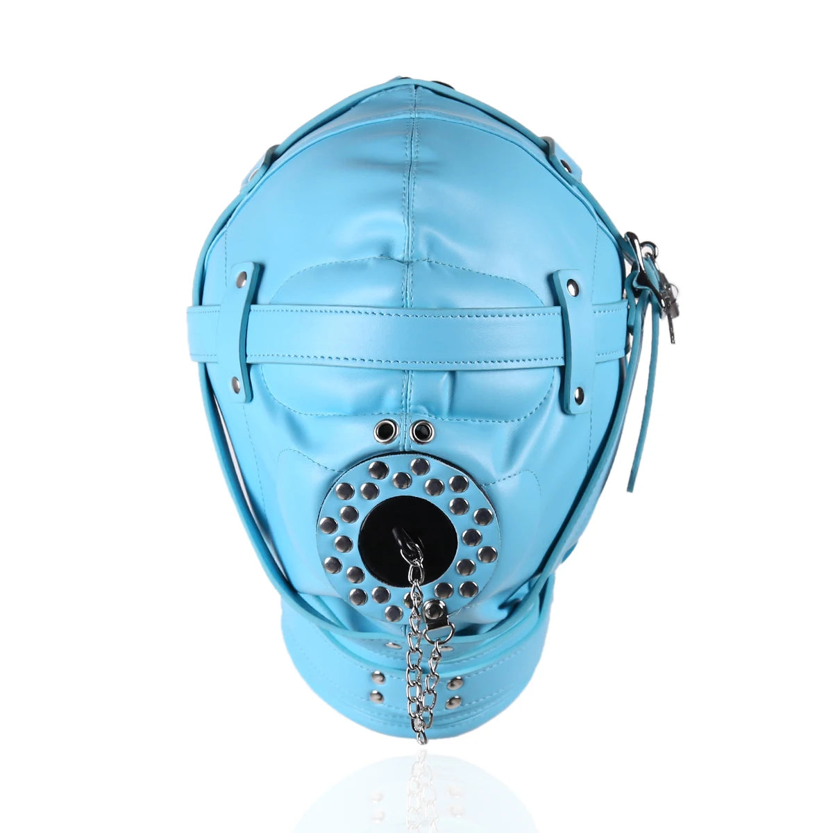 PU Leather Mask Hood Oral Gag Headgear with Funnel Detachable Cover Bondage BDSM Gimp Sexy Costume Sex Toys for Men Women