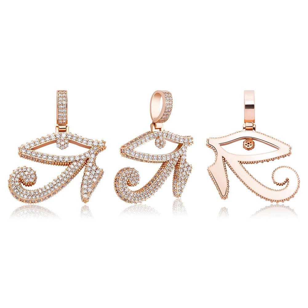 TOPGRILLZ Eye of Horus Pendant Necklace With Tennis Chain Gold Color Iced Out Cubic Zirconia Hip Hop Rock Fashion Jewelry Gift