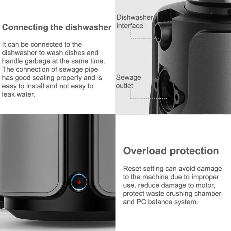 220V 3X grinding Food Waste Disposer German 1200W motor Technology septic assist 1 HP Household garbage disposer